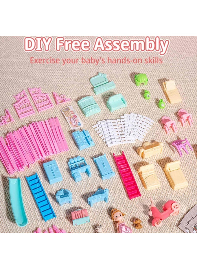 Mitoy 285 Pcs Accessories Doll House,Pretend-Play Diy Dollhouse Kit, 4 Floors And 13 Rooms Toddler Playhouse Gift For For 4-12 Year Old Girls Toys - Image 4
